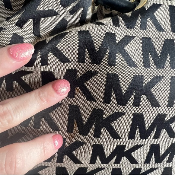 Michael Kors Black and Tan East and West Shoulder Bag with Monogram - Picture 4 of 5